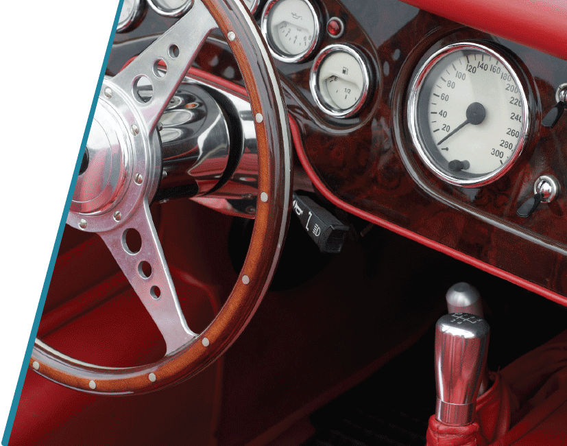 Inside of red car